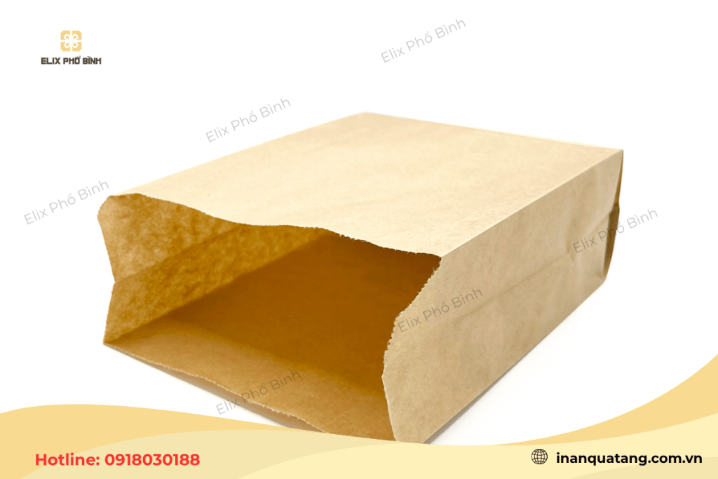Thiết kế túi giấy đơn giản, không quai phù hợp cho đóng gói mang đi