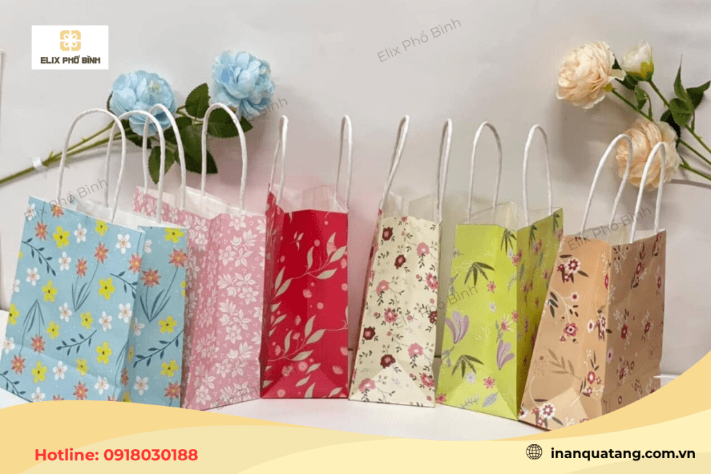 Thiết kế túi giấy quà tặng với nhiều hoạ tiết khác nhau
