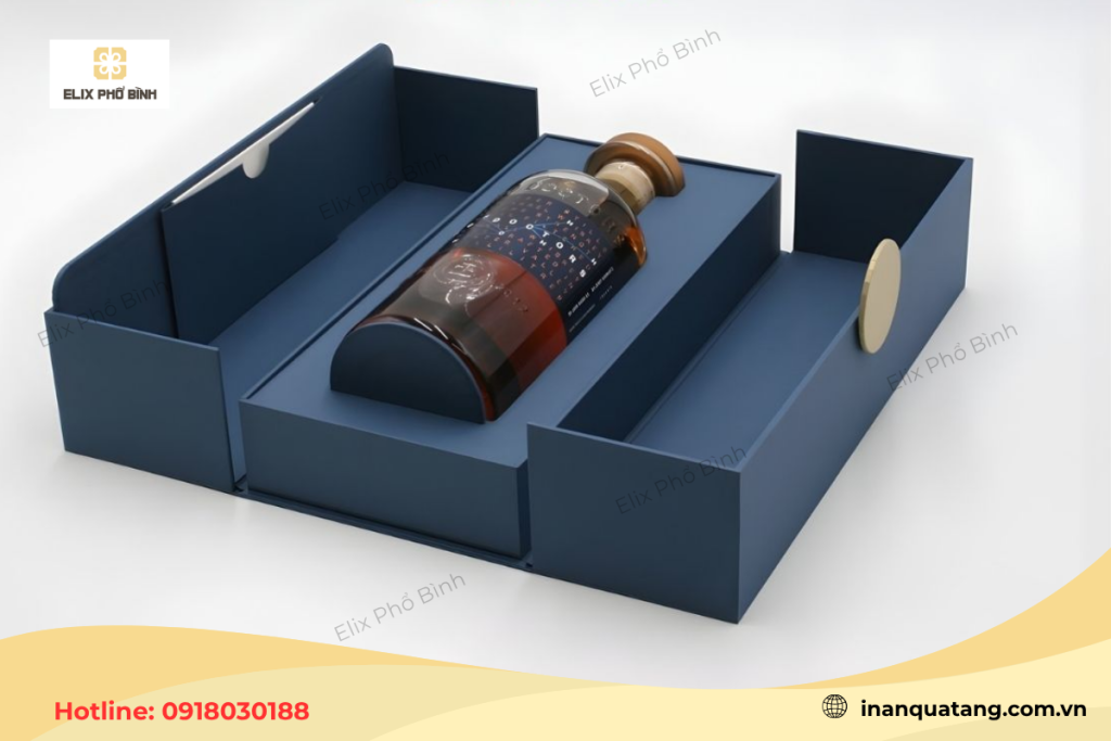 Mẫu hộp giấy đựng rượu nhập khẩu thiết kế sang trọng 