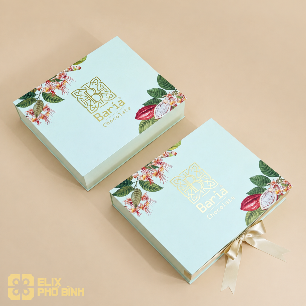 Mẫu hộp quà tặng socola của thương hiệu Baria