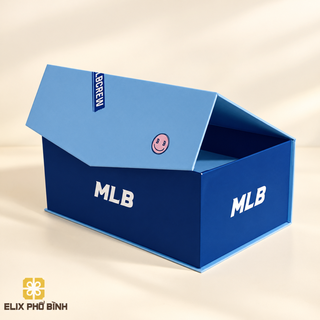Thiết kế hộp quà tặng nắp nam châm cho thương hiệu MLB