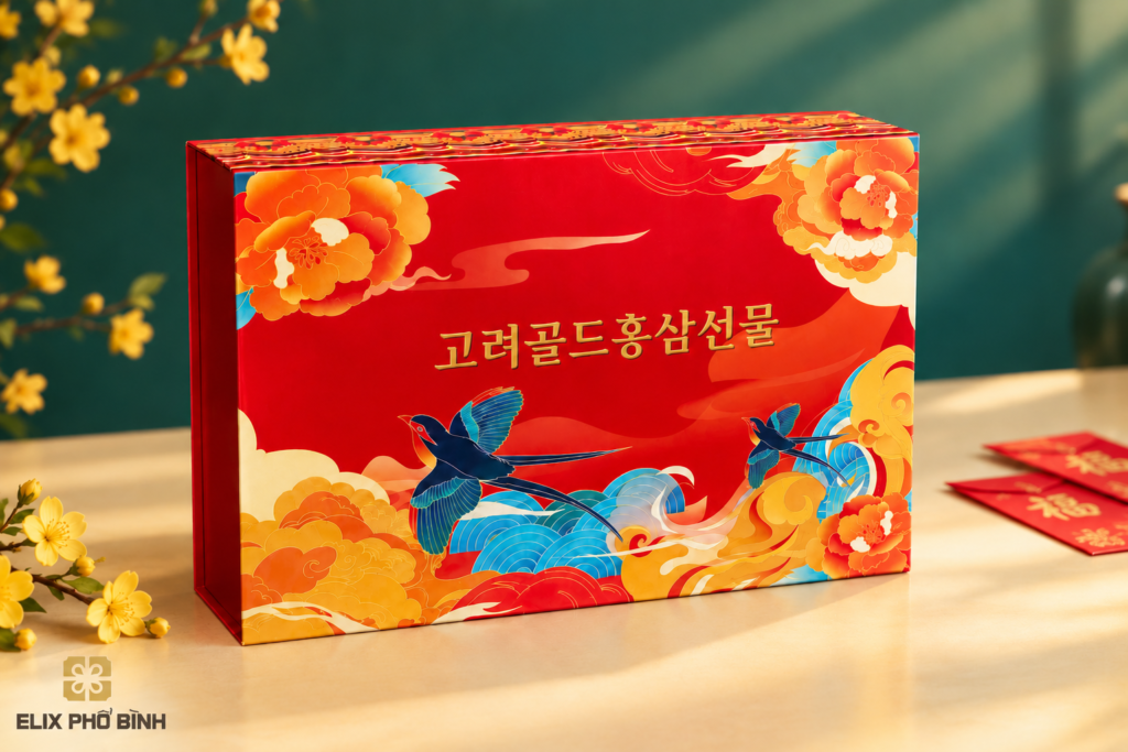 Mẫu hộp cứng hộp sâm Hàn Quốc cao cấp