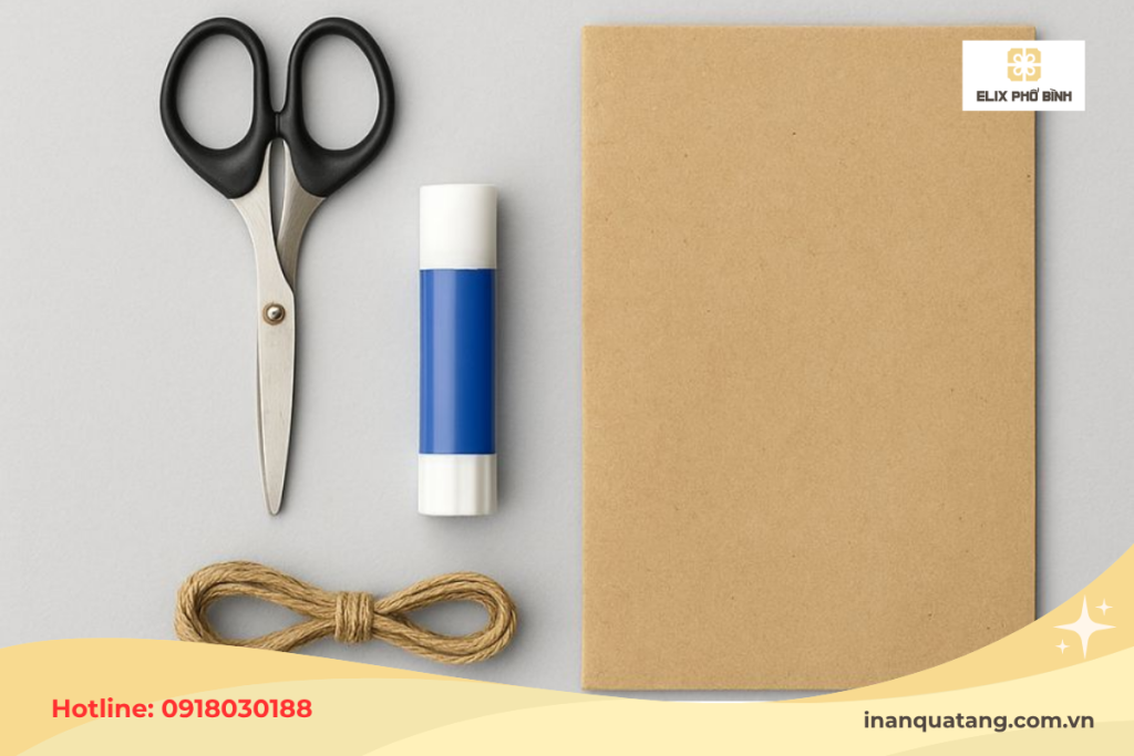 Chuẩn bị đồ dùng làm túi giấy đựng quà 