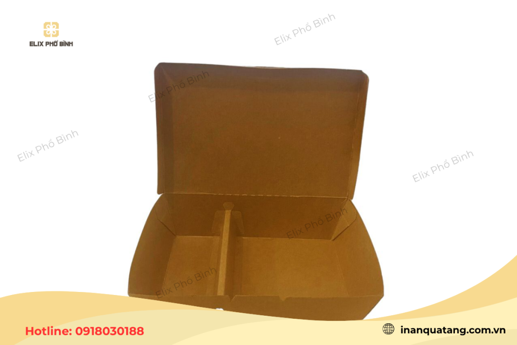 Mẫu hộp giấy Kraft đựng thực phẩm có ngăn riêng biệt 