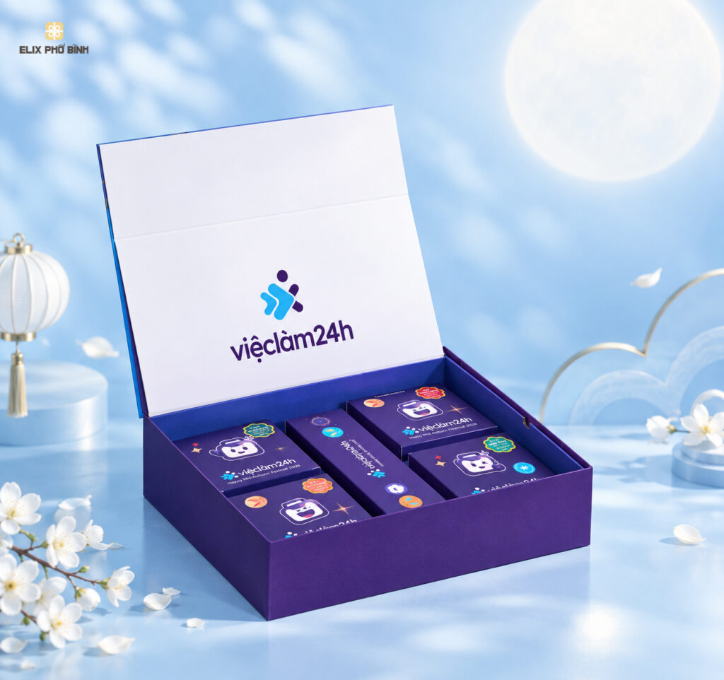 Thiết kế hộp quà với logo và hình ảnh thương hiệu giúp tạo được bộ nhận diện riêng