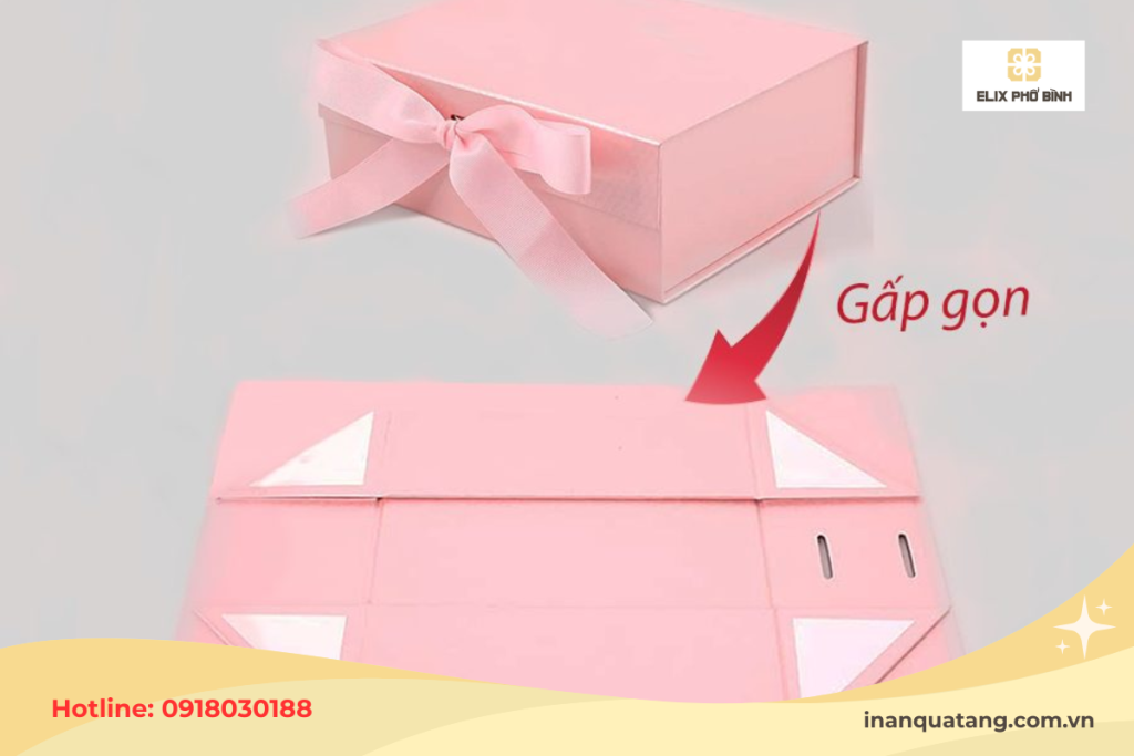 Mẫu hộp cứng nắp gập buộc nơ tinh tế, sang trọng