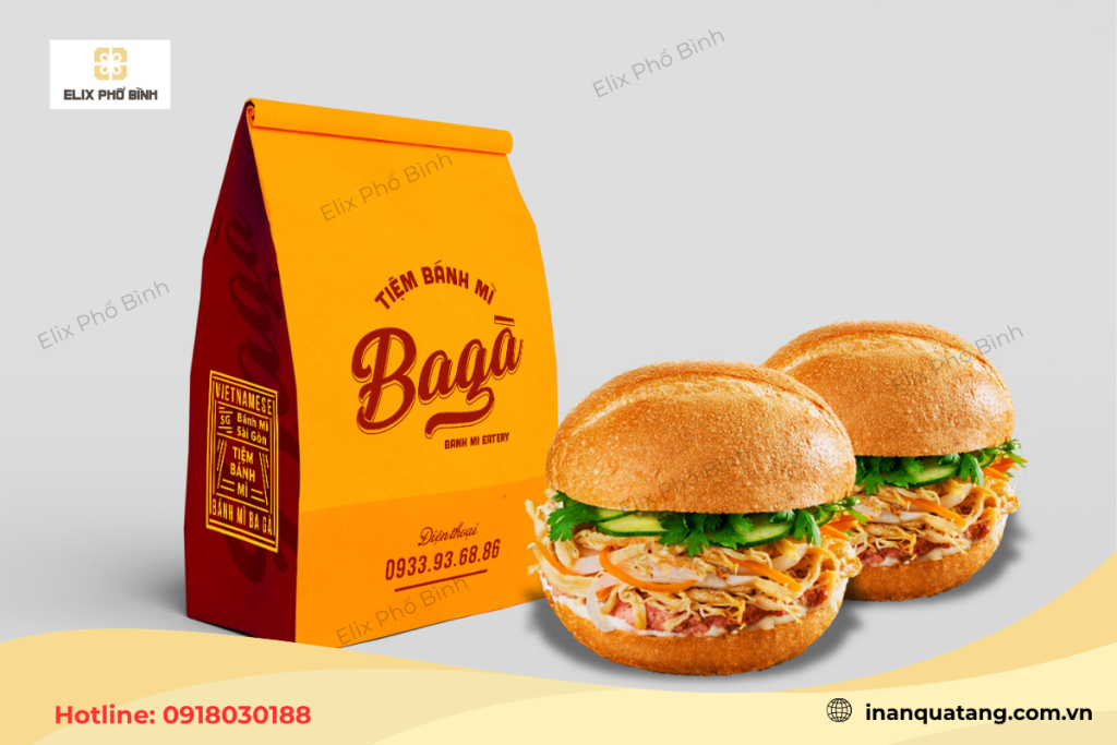 Túi giấy đựng bánh mì hamburger in ấn sang trọng 
