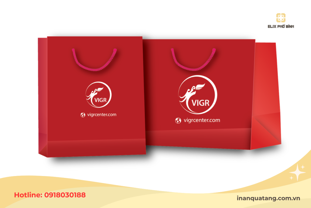 Mẫu túi giấy được in logo thương hiệu kết hợp quai xách tiện