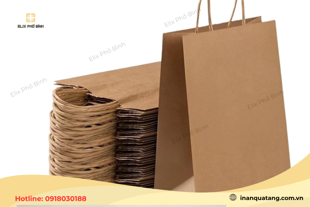 Túi giấy Kraft có quai giấy xoắn đồng bộ 