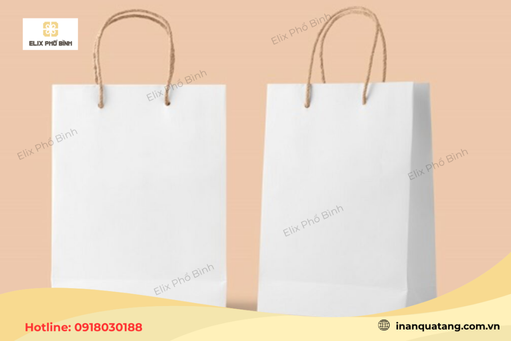 Mẫu túi giấy Kraft trắng có quai dù 