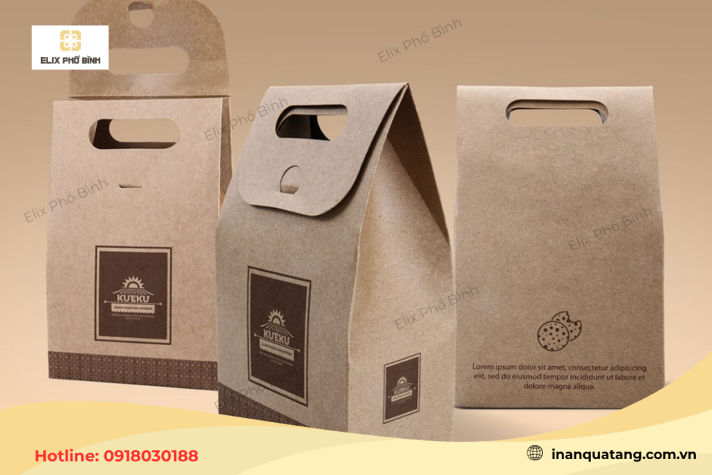 Túi giấy đựng thực phẩm mang về được in logo sắc nét