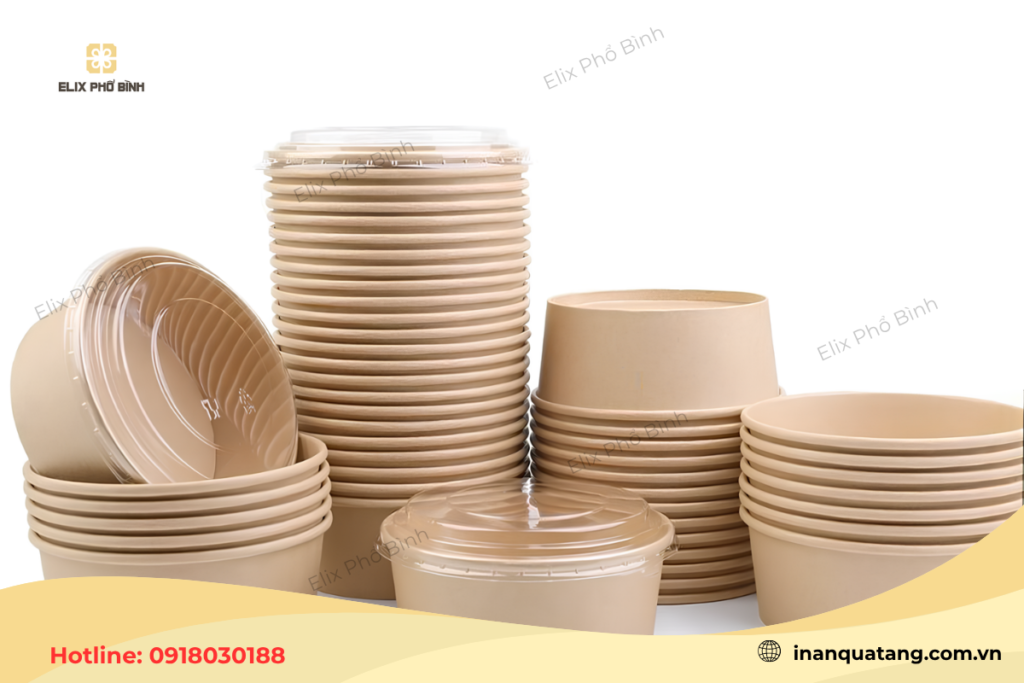 Tô giấy đựng thức ăn kết hợp nắp nhựa