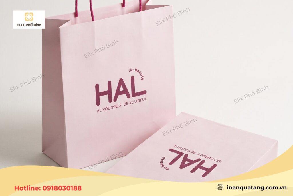 Túi giấy Kraft nhuộm màu kết hợp quai giấy xoắn