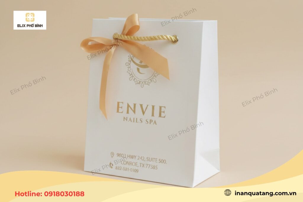 Mẫu túi giấy couche cho thương hiệu ENVIE nail spa