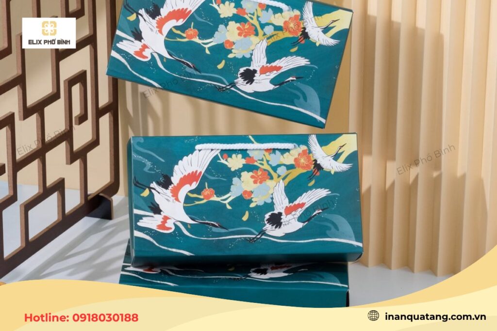 Mẫu hộp bánh trung thu in hoạ tiết sang trọng 
