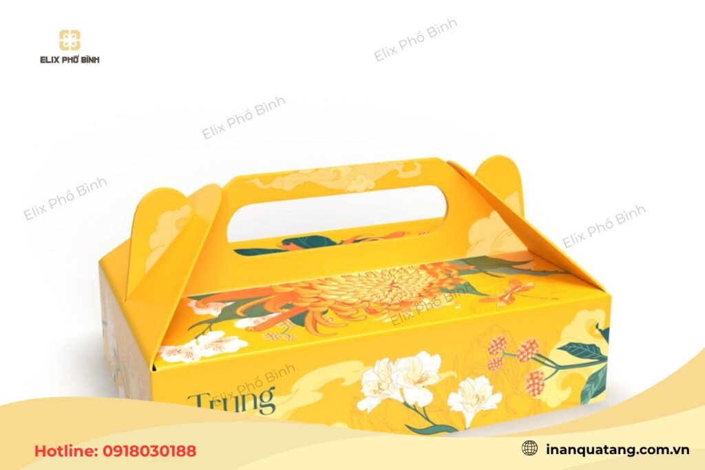 Thiết kế hộp giấy bánh trung thu kiểu dáng tay nắm tiện lợi 