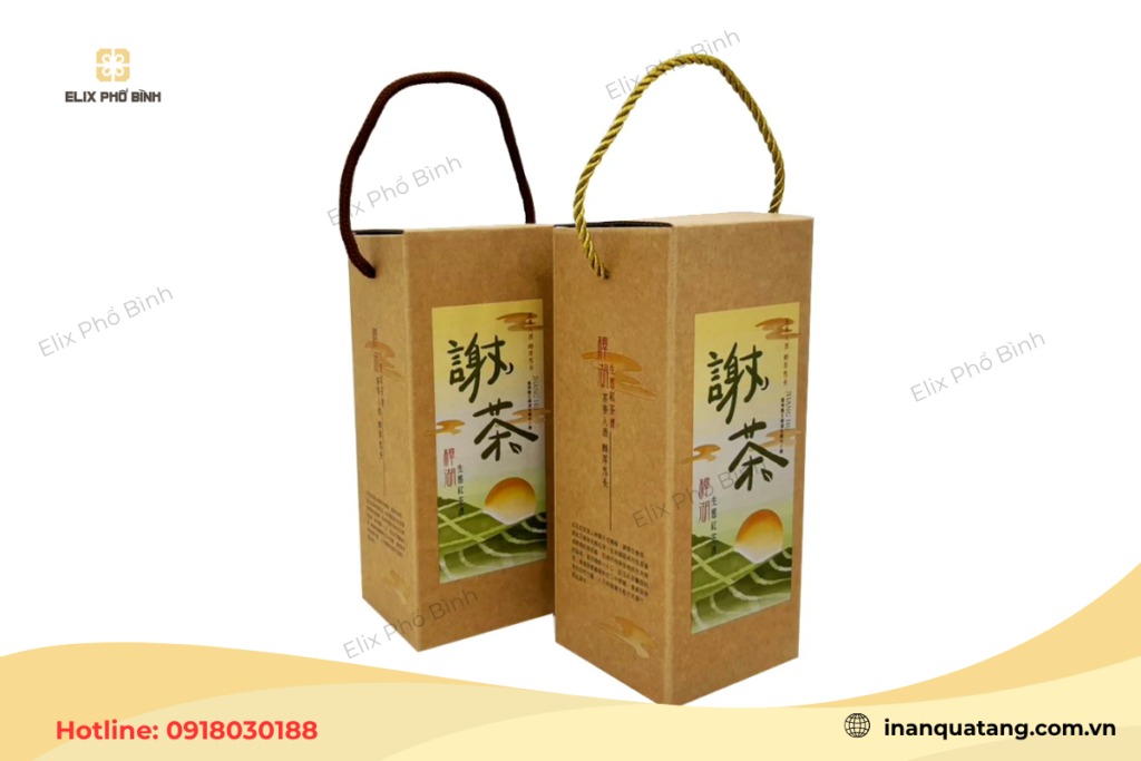 Mẫu hộp giấy đựng trà thiết kế dáng đứng hình chữ nhật