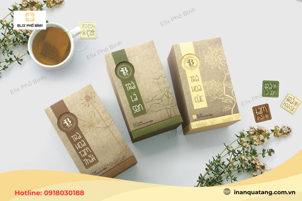 Mẫu hộp giấy đựng trà bằng chất liệu Kraft in màu