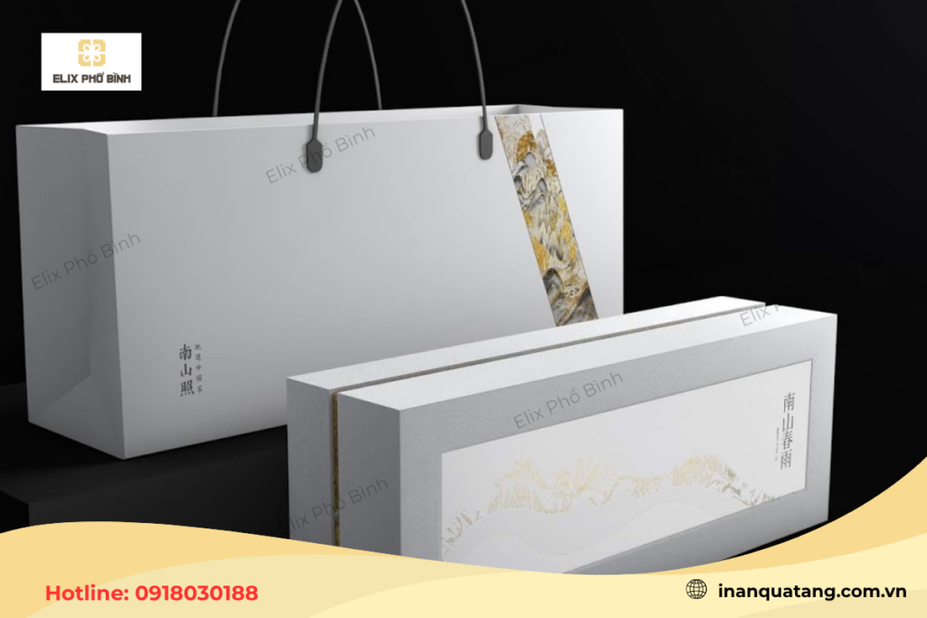 Hộp giấy đựng trà nắm âm dương với thiết kế tối giản, sang trọng