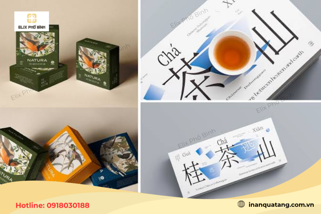 Mẫu hộp giấy đựng trà được in ấn tại Elix Phổ Bình